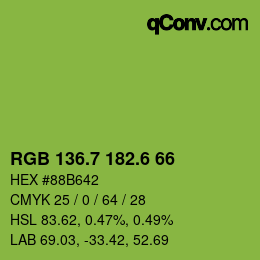 カラーコード: RGB 136.7 182.6 66 | qconv.com