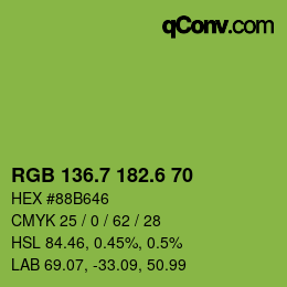 カラーコード: RGB 136.7 182.6 70 | qconv.com