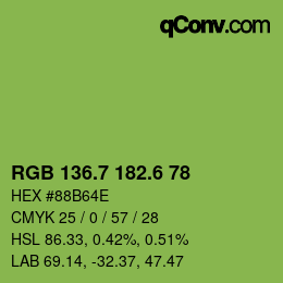 カラーコード: RGB 136.7 182.6 78 | qconv.com