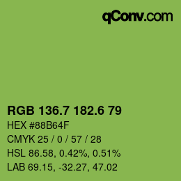 カラーコード: RGB 136.7 182.6 79 | qconv.com
