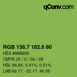 カラーコード: RGB 136.7 182.6 80 | qconv.com