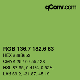 カラーコード: RGB 136.7 182.6 83 | qconv.com