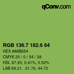 カラーコード: RGB 136.7 182.6 84 | qconv.com