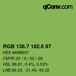 カラーコード: RGB 136.7 182.6 87 | qconv.com