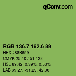カラーコード: RGB 136.7 182.6 89 | qconv.com
