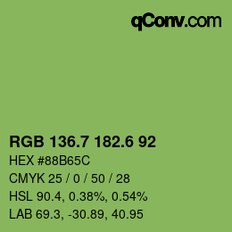 カラーコード: RGB 136.7 182.6 92 | qconv.com