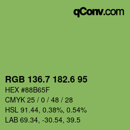カラーコード: RGB 136.7 182.6 95 | qconv.com