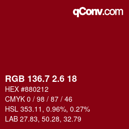 カラーコード: RGB 136.7 2.6 18 | qconv.com