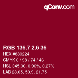カラーコード: RGB 136.7 2.6 36 | qconv.com