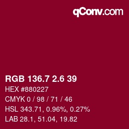 カラーコード: RGB 136.7 2.6 39 | qconv.com