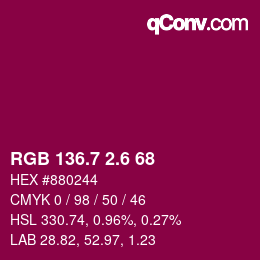カラーコード: RGB 136.7 2.6 68 | qconv.com