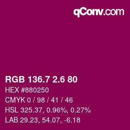 カラーコード: RGB 136.7 2.6 80 | qconv.com