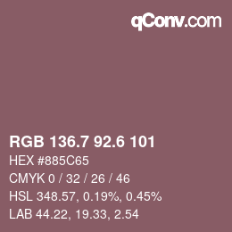 カラーコード: RGB 136.7 92.6 101 | qconv.com