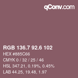 カラーコード: RGB 136.7 92.6 102 | qconv.com