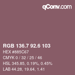 カラーコード: RGB 136.7 92.6 103 | qconv.com