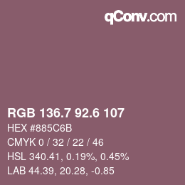 カラーコード: RGB 136.7 92.6 107 | qconv.com