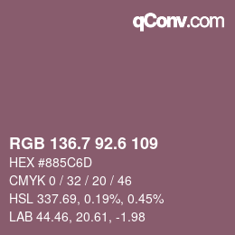 カラーコード: RGB 136.7 92.6 109 | qconv.com