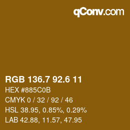 カラーコード: RGB 136.7 92.6 11 | qconv.com