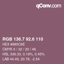 カラーコード: RGB 136.7 92.6 110 | qconv.com