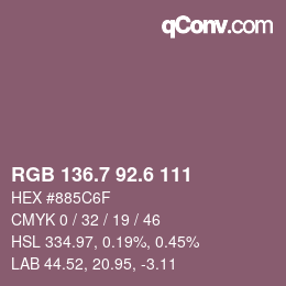 カラーコード: RGB 136.7 92.6 111 | qconv.com