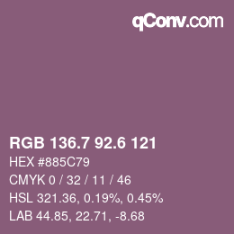 カラーコード: RGB 136.7 92.6 121 | qconv.com