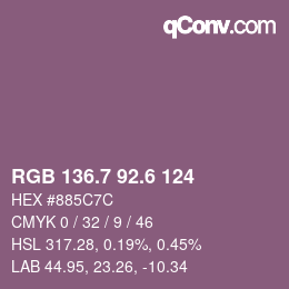 カラーコード: RGB 136.7 92.6 124 | qconv.com