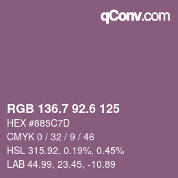 カラーコード: RGB 136.7 92.6 125 | qconv.com