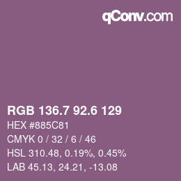カラーコード: RGB 136.7 92.6 129 | qconv.com