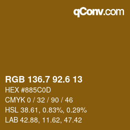 カラーコード: RGB 136.7 92.6 13 | qconv.com