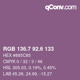 カラーコード: RGB 136.7 92.6 133 | qconv.com