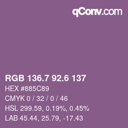 カラーコード: RGB 136.7 92.6 137 | qconv.com