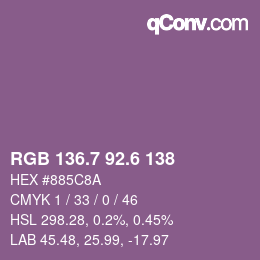 カラーコード: RGB 136.7 92.6 138 | qconv.com
