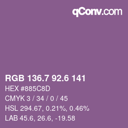 カラーコード: RGB 136.7 92.6 141 | qconv.com