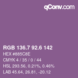 カラーコード: RGB 136.7 92.6 142 | qconv.com