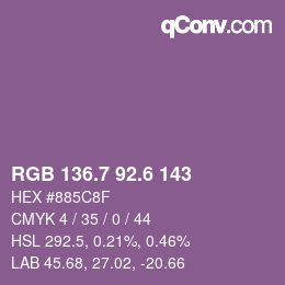 カラーコード: RGB 136.7 92.6 143 | qconv.com
