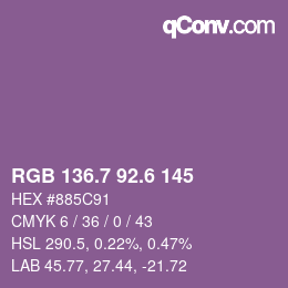 カラーコード: RGB 136.7 92.6 145 | qconv.com
