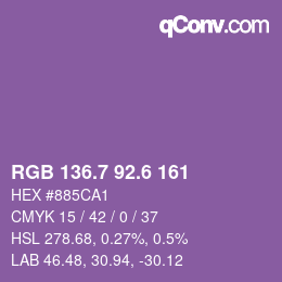 カラーコード: RGB 136.7 92.6 161 | qconv.com