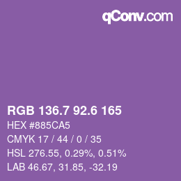 カラーコード: RGB 136.7 92.6 165 | qconv.com