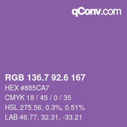 カラーコード: RGB 136.7 92.6 167 | qconv.com