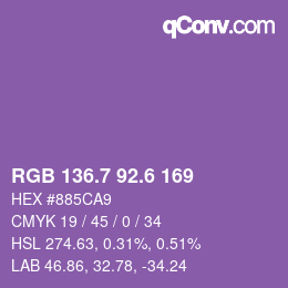 カラーコード: RGB 136.7 92.6 169 | qconv.com