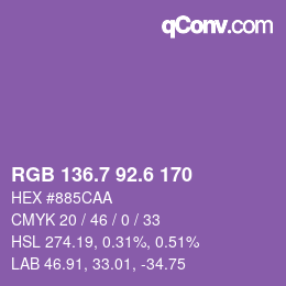 カラーコード: RGB 136.7 92.6 170 | qconv.com