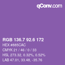 カラーコード: RGB 136.7 92.6 172 | qconv.com