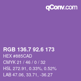 カラーコード: RGB 136.7 92.6 173 | qconv.com