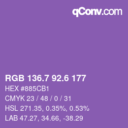 カラーコード: RGB 136.7 92.6 177 | qconv.com