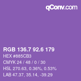カラーコード: RGB 136.7 92.6 179 | qconv.com