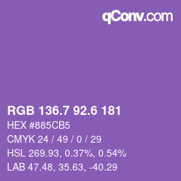 カラーコード: RGB 136.7 92.6 181 | qconv.com
