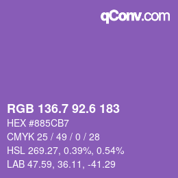 カラーコード: RGB 136.7 92.6 183 | qconv.com