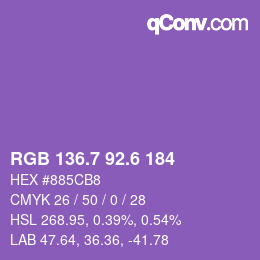 カラーコード: RGB 136.7 92.6 184 | qconv.com