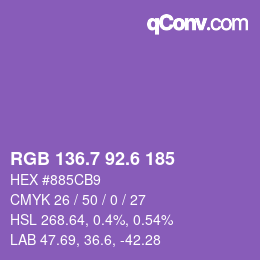 カラーコード: RGB 136.7 92.6 185 | qconv.com