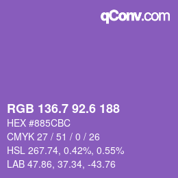 カラーコード: RGB 136.7 92.6 188 | qconv.com